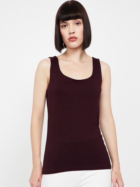 

CODE by Lifestyle Women Burgundy Solid Tank Top