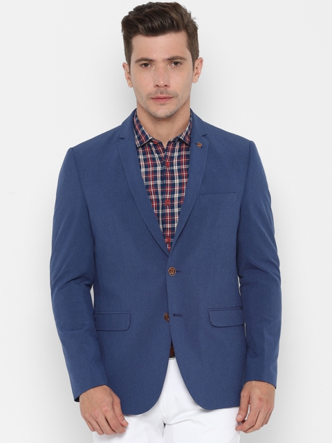 

Allen Solly Men Navy Blue Self-Design Slim-Fit Single-Breasted Blazer