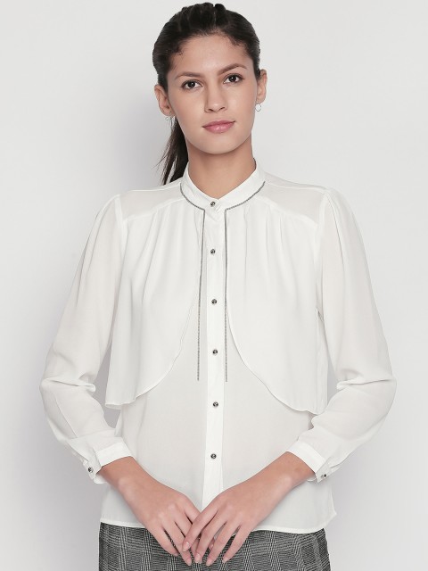 

Forever Glam by Pantaloons Women White Solid Shirt Style Top