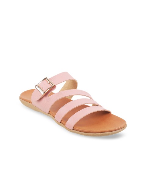 

Mochi Women Pink Solid Open Toe Flats