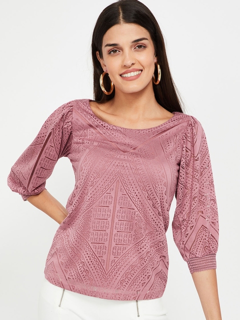 

CODE by Lifestyle Women Pink Self Design Top