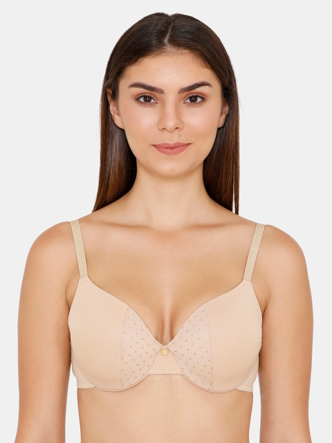 

Zivame Nude-Coloured Printed Underwired Lightly Padded T-shirt Bra