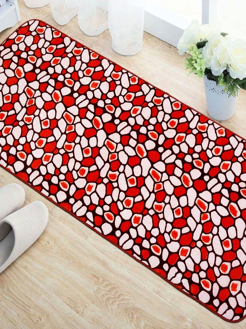 

Status Red & Off-White Printed Rectangular Super Soft Non-Slip Mink Floor Runner