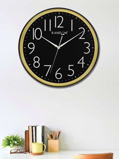 

RANDOM Black & Yellow Round Solid 30 cm Analogue Wall Clock