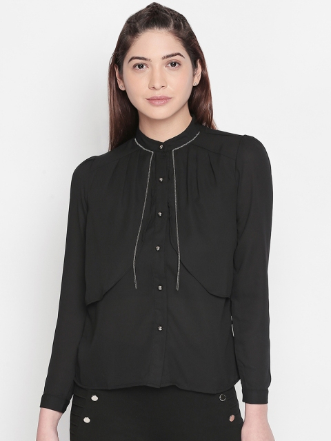 

Forever Glam by Pantaloons Women Black Solid Shirt Style Top