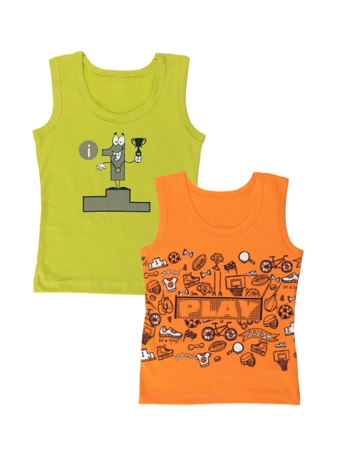 

You Got Plan B Boys Pack of 2 Printed Innerwear Vests, Orange