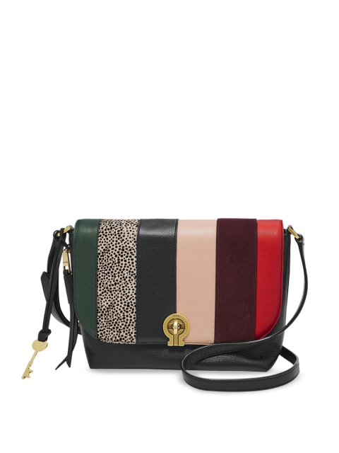 

Fossil Women Black & Beige Colourblocked Messenger Bag