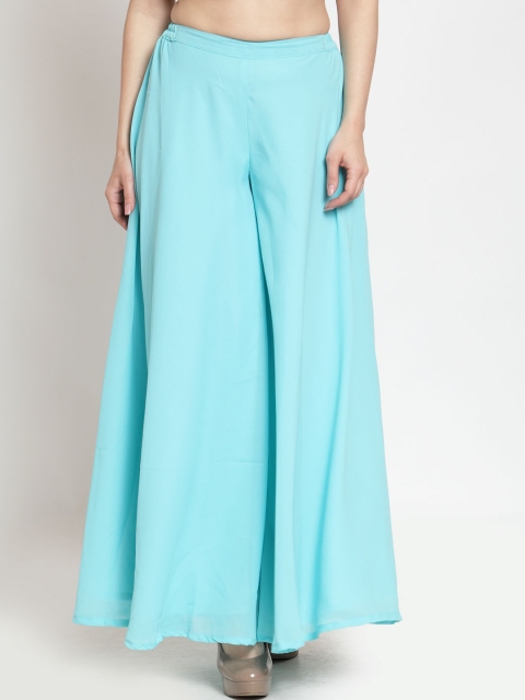 

Just Wow Women Blue Solid Flared Palazzos, Turquoise blue