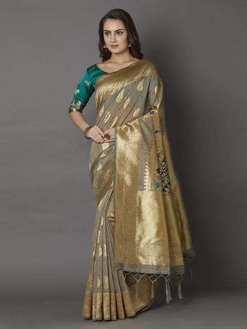 

Mitera Beige Woven Design Silk Blend Saree