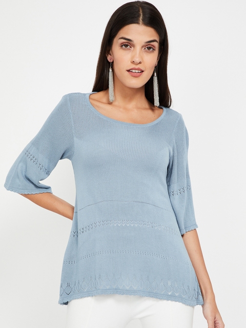 

CODE by Lifestyle Women Blue Self Design Sweater