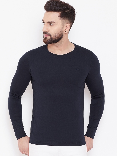 

Adobe Men Navy Blue Solid Round Neck T-shirt