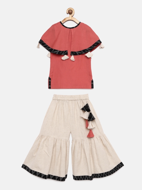 

Tutus By Tutu Girls Pink & Cream-Coloured Solid Top with Palazzos