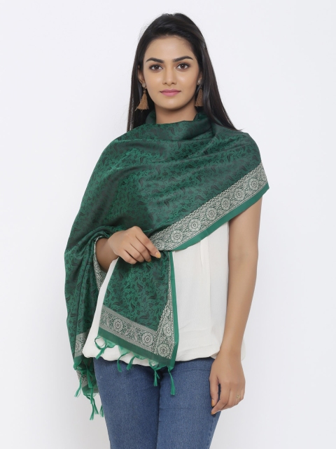 

SOUNDARYA Women Green Woven Design Stole