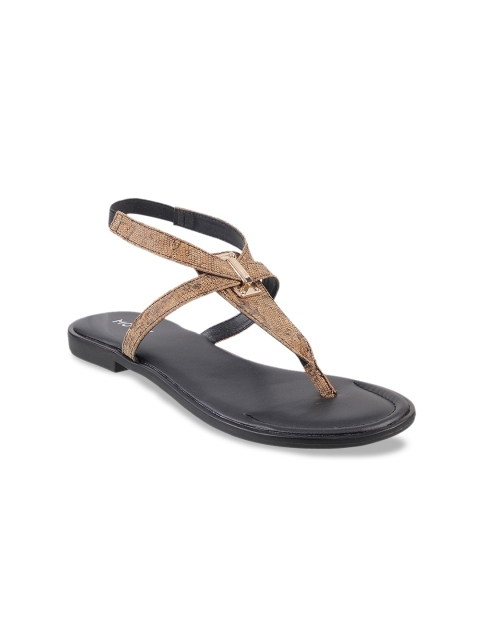 

Mochi Women Black Solid T-Strap Flats