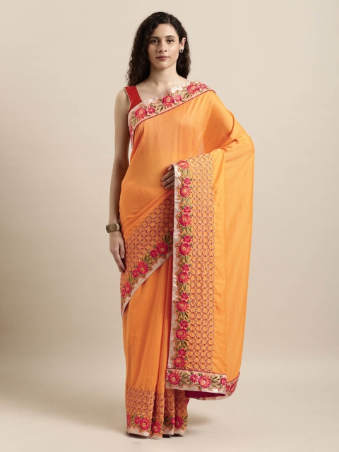

Mitera Mustard Embroidered Poly Silk Saree