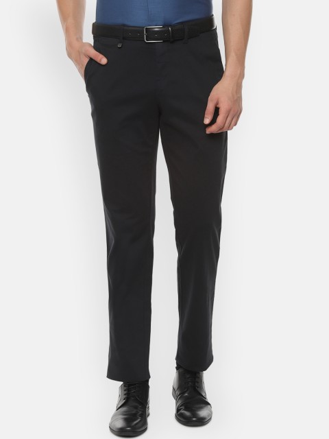

Van Heusen Men Black Slim Fit Solid Formal Trousers