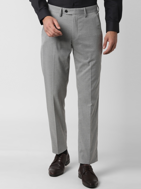 

Peter England Men Grey Slim Fit Solid Formal Trousers