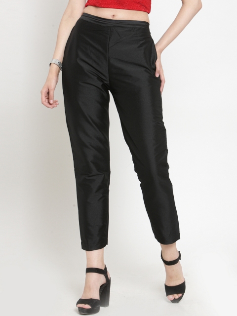 

Just Wow Women Black Solid Cigarette Trousers