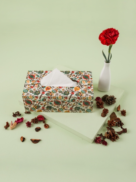 

Chumbak Off-White & Red Tissue Holder