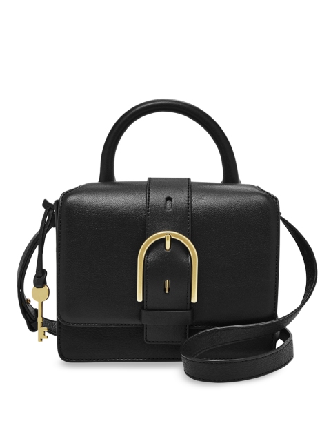 

Fossil Black Solid Leather Handheld Bag
