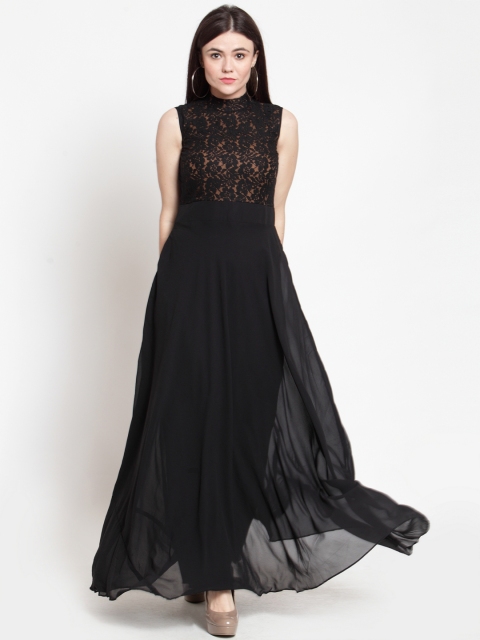 

Just Wow Women Black Lace Detail Maxi Dress