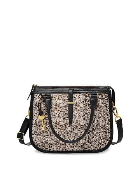 

Fossil Black & Brown Animal Printed Leather Handheld Bag