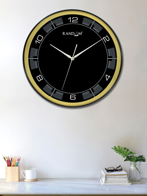 

RANDOM Black & Grey Round Solid 30 cm Analogue Wall Clock