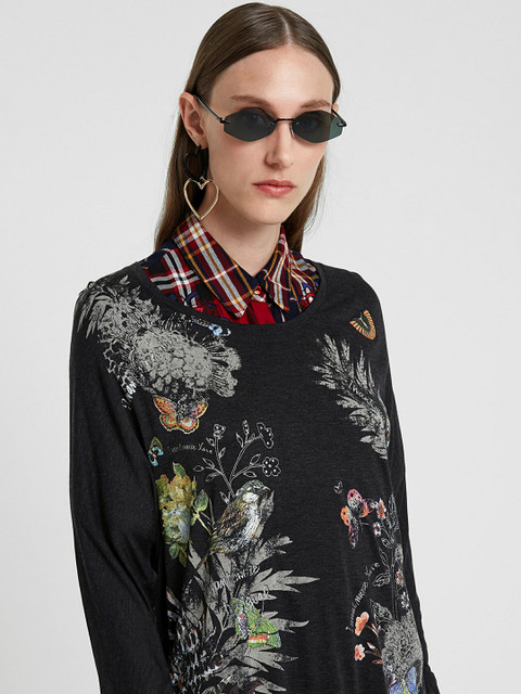 

Desigual Women Black & Grey Printed Sweater