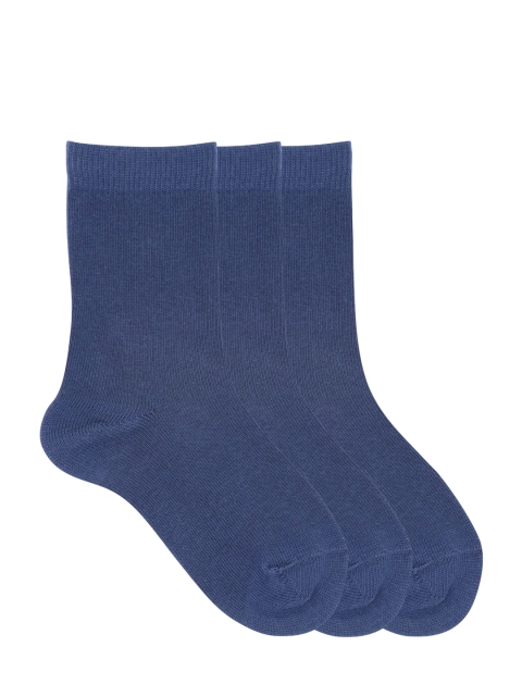 

Mustang Kids Pack of 3 Blue Solid Calf-Length Socks