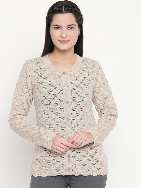 

RANGMANCH BY PANTALOONS Women Beige Self Design Sweater