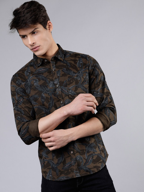 

Ecko Unltd Men Brown & Grey Slim Fit Printed Casual Shirt
