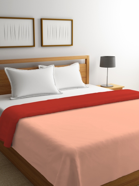 

STELLAR HOME Peach-Coloured & Red Solid AC Room 300 GSM Double Bed Comforter