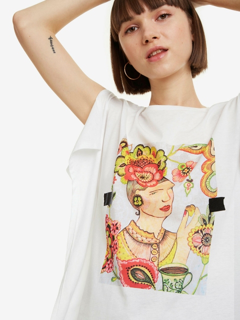 

Desigual Women White Printed Kaftan Top