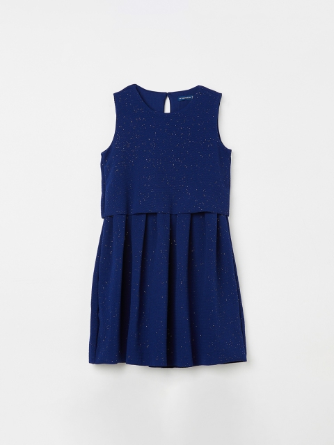 

Fame Forever by Lifestyle Girls Navy Blue Solid Layered Fit and Flare Dress