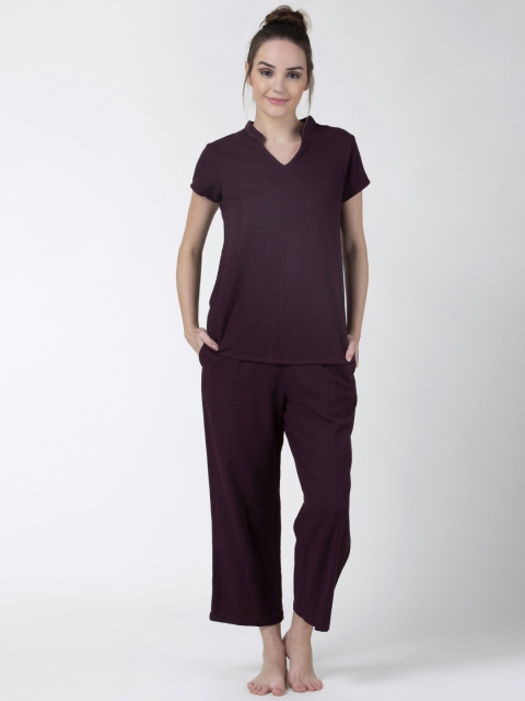 

ADORENITE Women Maroon Night suit