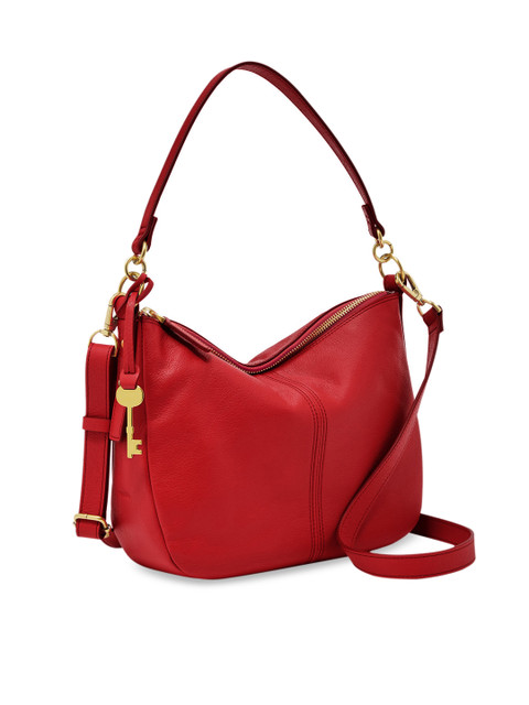 

Fossil Red Textured Hobo Bag