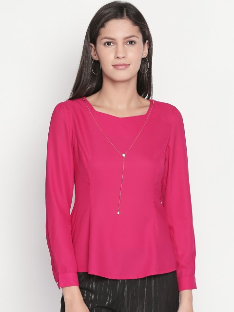

Forever Glam by Pantaloons Women Pink Solid Peplum Top