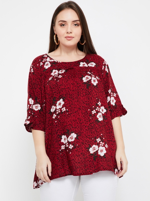 

nexus Plus Size Women Red Printed A-Line Top