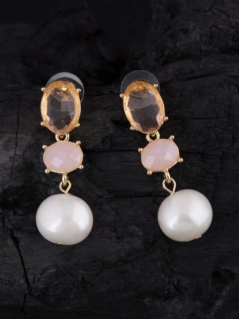 

E2O Gold-Plated & Off-White Oval Drop Earrings