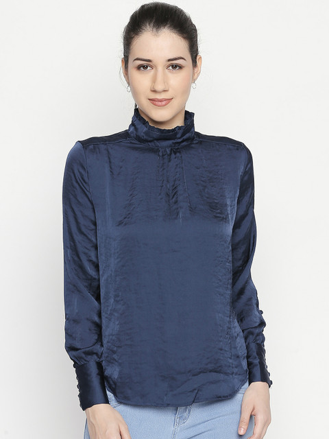 

Forever Glam by Pantaloons Women Navy Blue Solid Top