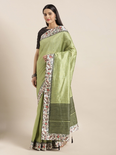

Mitera Green Solid Jute Silk Saree