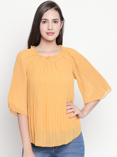 

Forever Glam by Pantaloons Women Peach-Coloured Solid A-Line Top