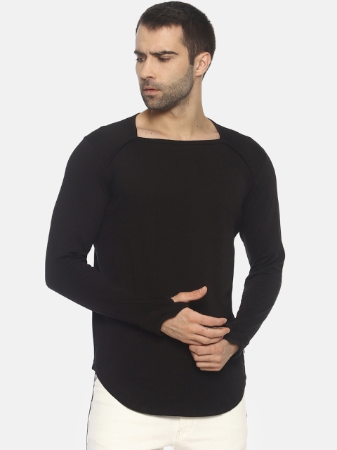 

KULTPRIT Men Black Solid Round Neck Slim Fit T-shirt
