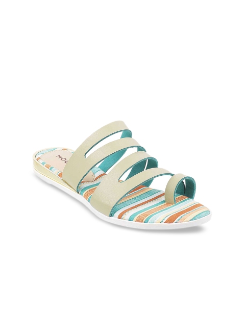 

Mochi Women Beige Solid One Toe Flats