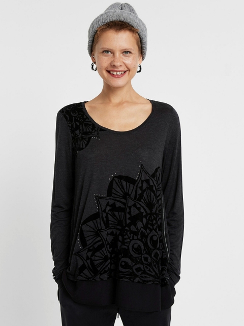 

Desigual Women Black Printed Sweatshirt