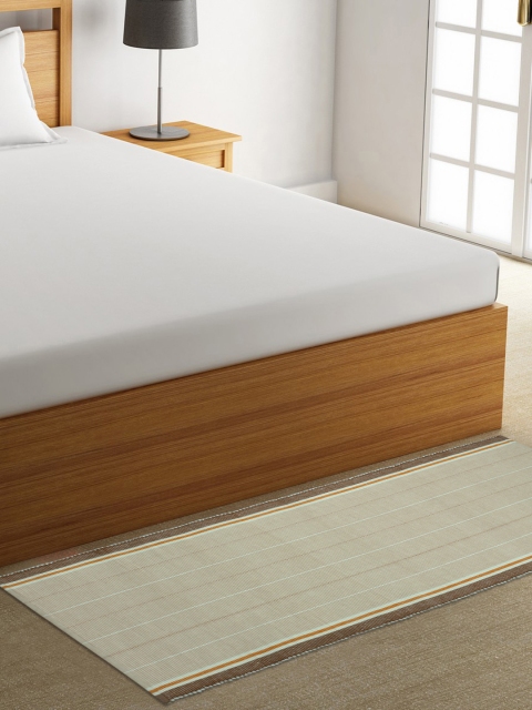 

KLOTTHE Brown & Grey Striped Rectangular Bedside Runner