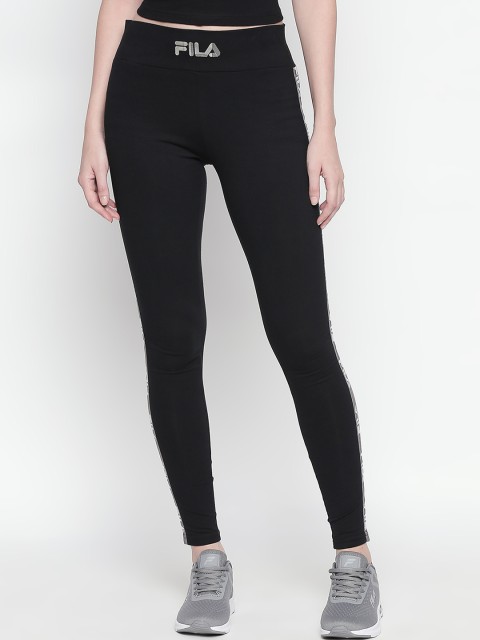 

FILA Women Black Slim Fit Striped Tights