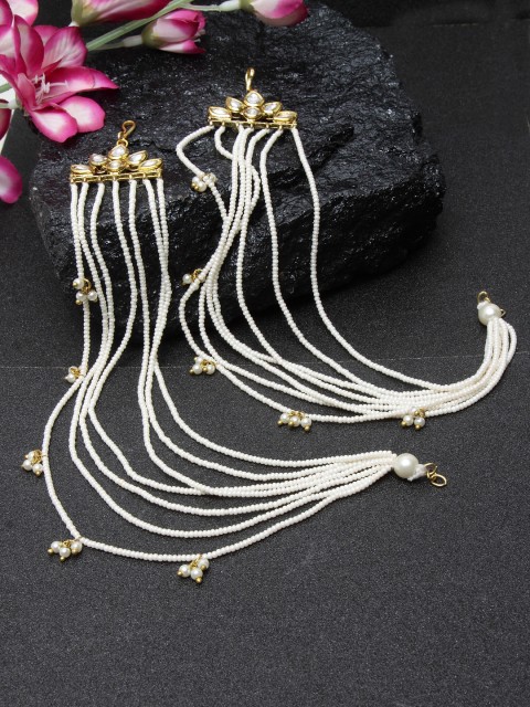 

DUGRISTYLE White & Gold-Plated Contemporary Ear Chain