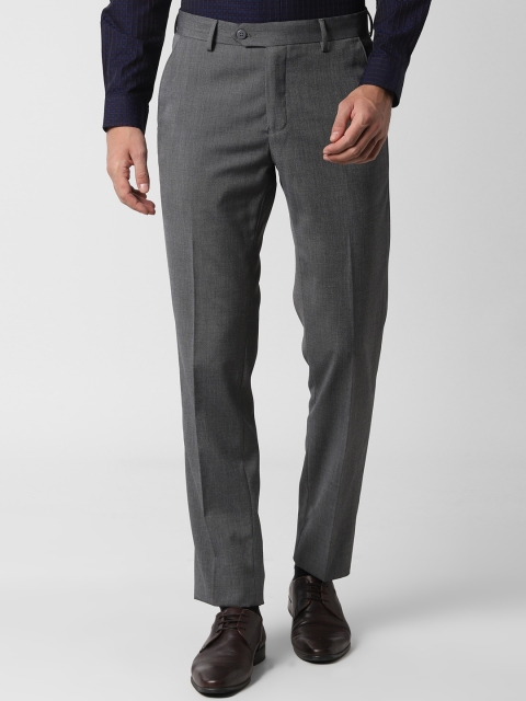 

Peter England Men Grey Slim Fit Solid Formal Trousers
