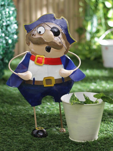 

green girgit White & Blue Fat Pirate Shaped Planter